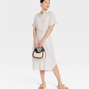 A new day Black and White Striped Midi Dress